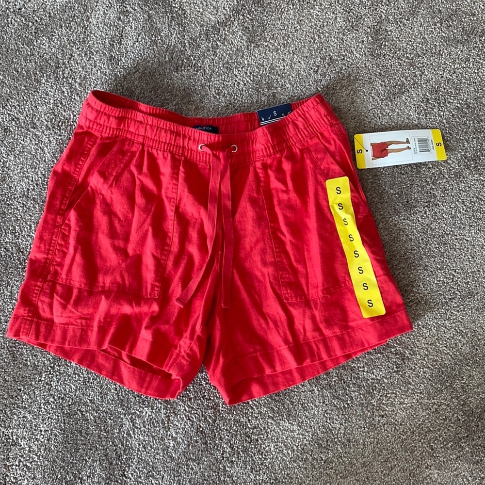 Nautica Red Drawstring Shorts NWT SIZE S Elastic Waist Casual Summer Lounge